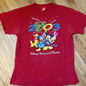 Vintage Disney Dreams Florida Mickey Mouse Graphic T Shirt Red Size Large Cotton